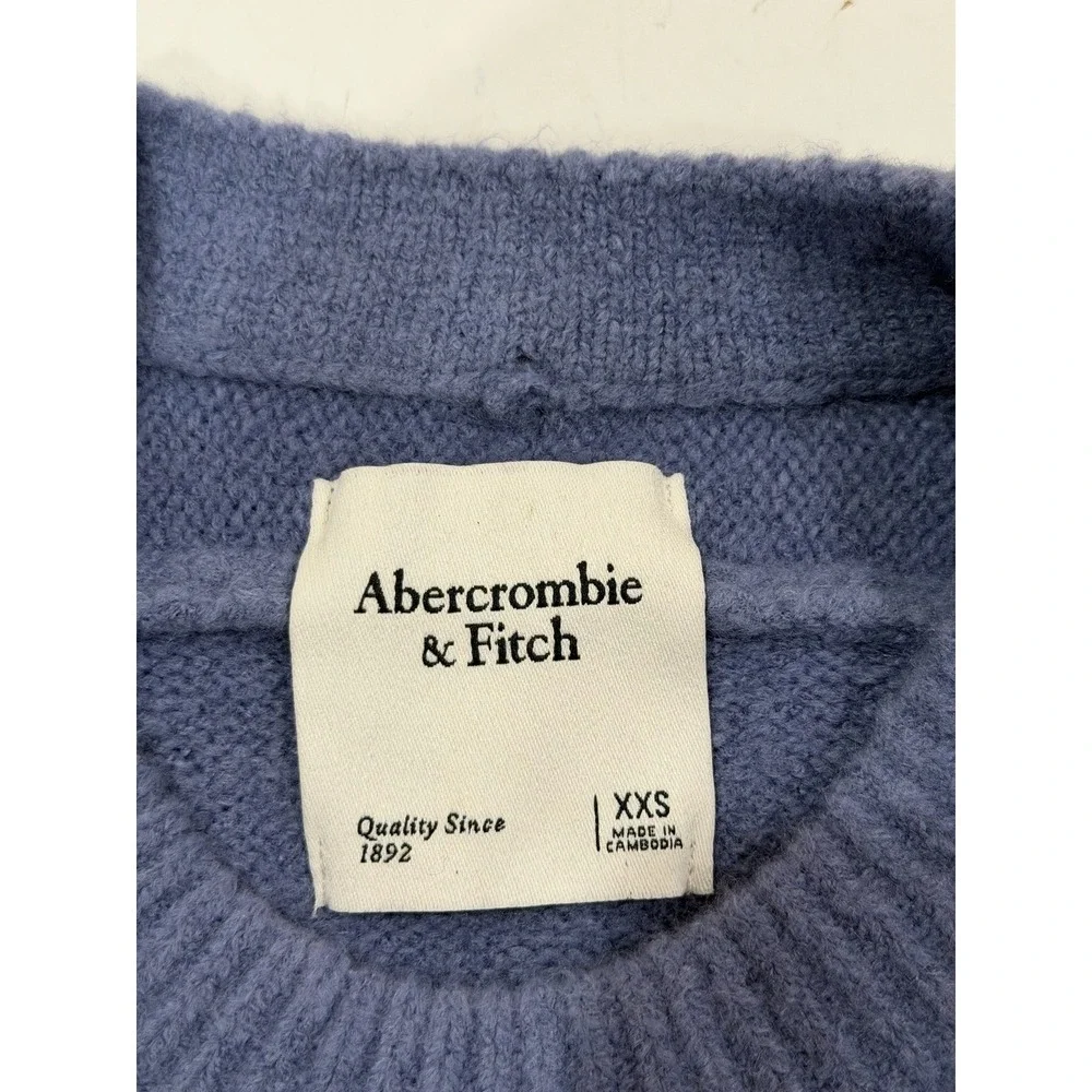 Abercrombie & Fitch Blue Crew Neck Cropped Ribbed Knit Sweater XXS